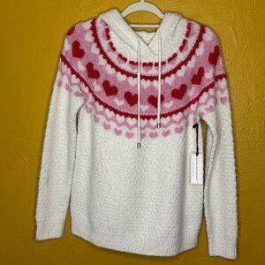 Cupcakes and Cashmere Heart Fair Isle Hooded Sweater | XS | Cozy Valentine Knit